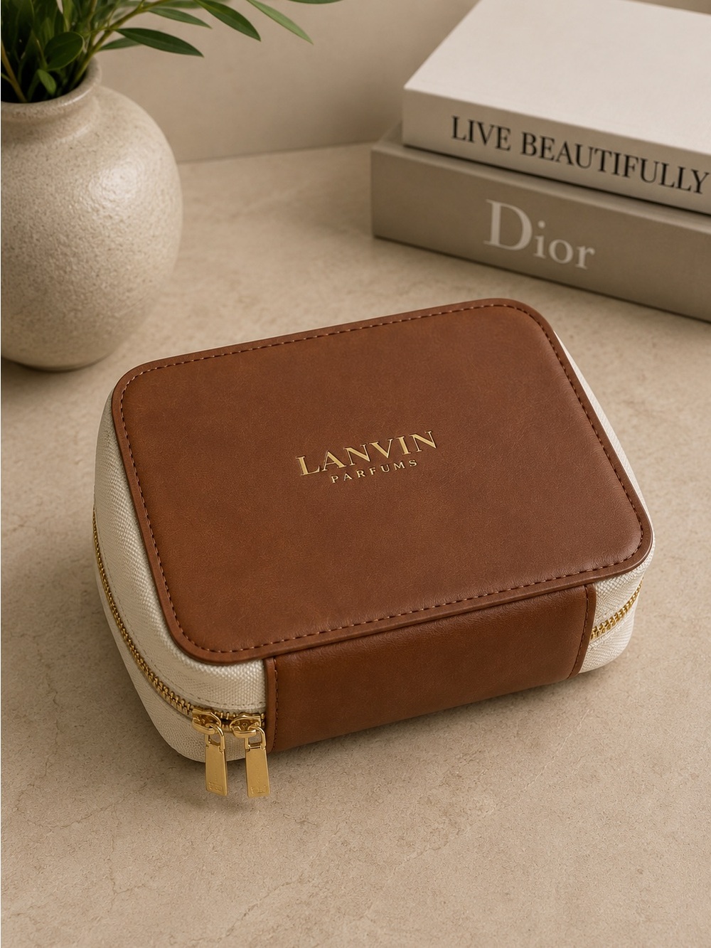 Lanvin Brown and Cream Clutch